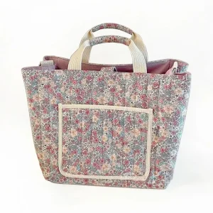 Sac à langer imprimé floral en coton sac de poussette portable sac à main multifonctionnel pour maman et bébé style élégant et pratique