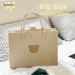 Sac à mainours mignon Pangdube pour maman sac à langer bébé tote bag grande capacité design ours beige poignées solides idéal poussette