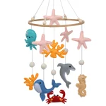 Mobile bébé thème océan crèche animaux marins doux déco apaisante pour 06 mois poussette accessoire cadeau naissance