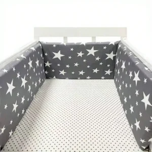 Tour de lit bébé Chichonera barrière lit coton protecteur infantile berceau matelas doux sécurité étoiles design moderne Tour de lit bébé Chichonera barrière lit coton protecteur infantile berceau matelas doux sécurité étoiles design moderne