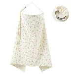 Sarong plage bébé floral fleurs jaunes vertes couverture allaitement confortable tissu coton léger anneau métal usage piscine beachwear