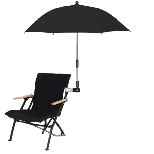 Chaise pliable parasol camping extérieur ombre comfort outdoor siège aluminium tissu polyester parasol noir bois composite bambou